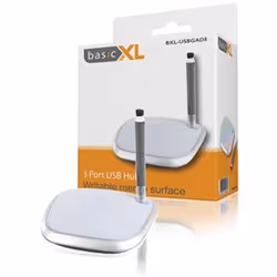 basicXL BXL-USBGAD8, USB 2.0, 480 Mbit/s, Argent, Blanc, 0,5 m, 107 mm, 150 mm