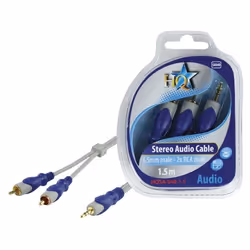 HQ 3.5mm/2x RCA, 1.5m, 3,5mm, Mâle, 2 x RCA, Mâle, 1,5 m, Bleu, Gris
