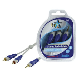 HQ 3.5mm/2x RCA, 1.5m câble audio 1,5 m 3,5mm 2 x RCA Bleu, Gris
