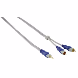 HQ 3.5mm/2x RCA, 1.5m câble audio 1,5 m 3,5mm 2 x RCA Bleu, Gris