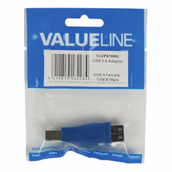 Valueline VLCP61900L changeur de genre de câble USB B USB A Bleu