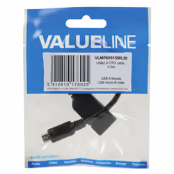 Valueline VLMP60515B0.20 câble USB 0,2 m Micro-USB B USB A Noir
