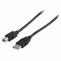 Valueline 5m, USB 2.0 A - B, 5 m, USB A, USB B, USB 2.0, Mâle/Mâle, Noir