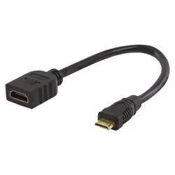 Valueline HDMI-mini C - HDMI, 0.2m, 0,2 m, HDMI Type C (Mini), HDMI Type A (Standard), Compatibilité 3D, Noir