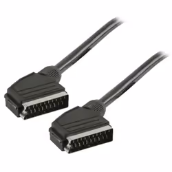 Valueline SCART, 1.50m, 1,5 m, SCART (21-pin), SCART (21-pin), Mâle, Mâle, Noir