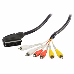 Valueline SCART/6x RCA, 2m, 2 m, SCART (21-pin), Mâle, Mâle, Noir, Polyvinyl chloride (PVC)