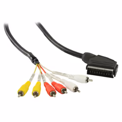 Valueline SCART/6x RCA, 2m SCART (21-pin) Noir