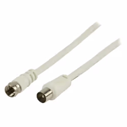VALUELINE Câble antenne F M - Coax M F mâle - Coax Mâle (IEC) 1.50 m Blanc
