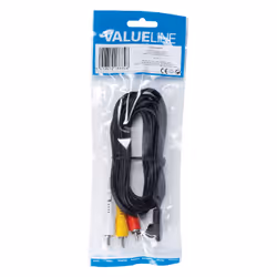 Valueline 2m RCA x 3 - 3.5mm m/m câble audio 3 x RCA 3,5mm Noir