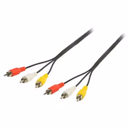 Valueline 1.5m 3 x RCA m/m, 1,5 m, 3 x RCA, 3 x RCA, Noir, Mâle/Mâle