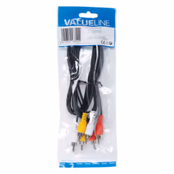 Valueline 1.5m 3 x RCA m/m câble video composite 1,5 m Noir
