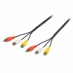 Valueline 5m 3xRCA m/m, 5 m, 3 x RCA, 3 x RCA, Noir, Polyvinyl chloride (PVC), Mâle/Mâle