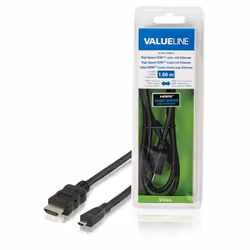 Valueline VLVB34700B10, 1 m, HDMI Type A (Standard), HDMI Type D (Micro), Noir