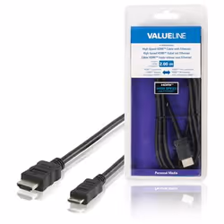 Valueline VLMB34500B20, 2 m, HDMI Type A (Standard), HDMI Type C (Mini), Noir