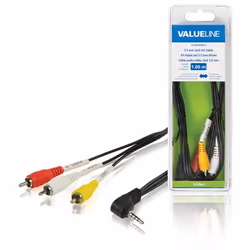 Valueline 3.5m/3x RCA, 1m, 3,5mm, Mâle, 3 x RCA, Mâle, 1 m, Noir