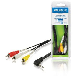 Valueline 3.5m/3x RCA, 1m câble audio 3,5mm 3 x RCA Noir