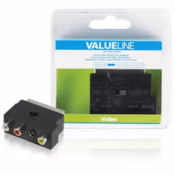 Valueline SCART/SVHS + 3x RCA, SCART 21p, SVHS + 3x RCA, Noir