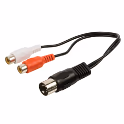 Valueline VLAP20250B02, DIN (5-pin), Mâle, 2 x RCA, Femelle, 0,2 m, Noir, Rouge, Blanc