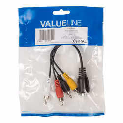 Valueline VLAP20475B02 câble vidéo et adaptateur 0,2 m 4 x RCA S-VHS Noir, Rouge, Blanc, Jaune