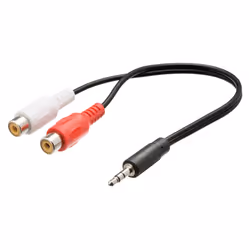 Valueline VLAP22250B02, 3,5mm, Mâle, 2 x RCA, Femelle, 0,2 m, Noir, Rouge, Blanc