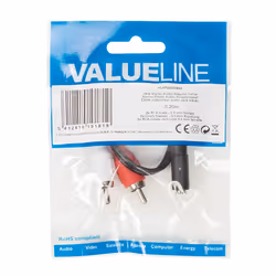 Valueline VLAP22255B02 câble audio 0,2 m 2 x RCA 3,5mm Noir, Rouge, Blanc