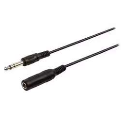 CÂBLE RALLONGE AUDIO STÉRÉO À FICHE JACK 635 MM MÂLE VERS 635 MM FEMELLE 500 M NOIR VALUELINE