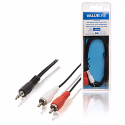 Valueline VLAB22200B15, 3,5mm, Mâle, 2 x RCA, Mâle, 1,5 m, Noir, Rouge, Blanc