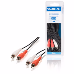 Valueline VLAB24200B10, 2 x RCA, Mâle, 2 x RCA, Mâle, 1 m, Noir, Rouge, Blanc