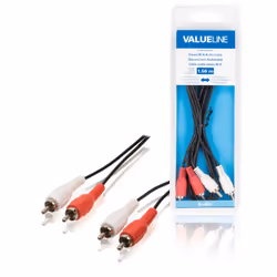 Valueline VLAB24200B15, 2 x RCA, Mâle, 2 x RCA, Mâle, 1,5 m, Noir, Rouge, Blanc