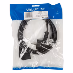Valueline VLEP10020B20 câble électrique Noir 2 m Prise d'alimentation type F Coupleur C13