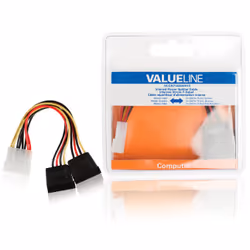 Valueline VLCB73520V015, 0,15 m, Molex (4-pin), SATA 15 broches, Mâle, Femelle, Noir, Orange, Blanc, Jaune
