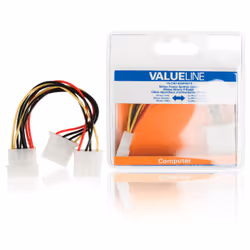 Valueline VLCB74020V015, 0,15 m, Molex (4-pin), 2 x Molex (4-pin), Mâle, Femelle, Noir, Blanc, Jaune