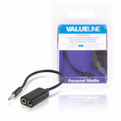 Valueline VLMB22100B02, 3,5mm, Mâle, 2 x 3.5mm, Femelle, 0,2 m, Noir