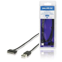 Valueline VLMB39100B10 câble de téléphone portable Noir 1 m USB A Apple 30-pin