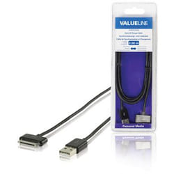 Valueline VLMB39100B20 câble de téléphone portable Noir 2 m USB A Apple 30-pin