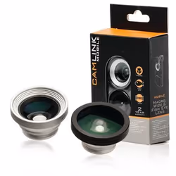 CamLink CL-ML30MWF, Objectif photo, Noir, Argent, Acrylonitrile-Butadiène-Styrène (ABS), Aluminium, Fisheye, macro et grand a ...