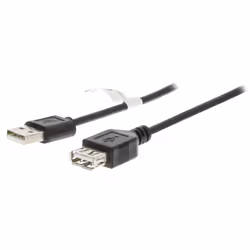 Valueline 2m USB 2.0, 2 m, USB A, USB A, USB 2.0, Mâle/Femelle, Noir
