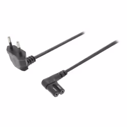 Valueline Câble dalimentation Europlug (M) incliné pour IEC 60320 C7 angle gauche 3 m plat noir Europe