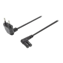 Valueline Câble dalimentation Europlug (M) incliné pour IEC 60320 C7 angle gauche 3 m plat noir Europe