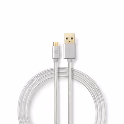 Nedis CCTB60500AL30 câble USB 3 m USB 2.0 USB A Micro-USB B Aluminium