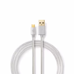 Nedis CCTB60600AL10 câble USB 1 m USB 2.0 USB A USB C Aluminium