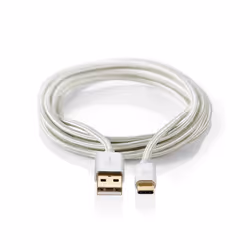 Nedis CCTB60600AL20, 2 m, USB A, USB C, USB 2.0, 480 Mbit/s, Aluminium