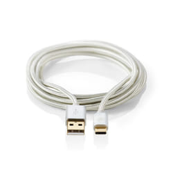 Nedis CCTB60600AL20 câble USB 2 m USB 2.0 USB A USB C Aluminium