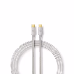 Nedis CCTB64750AL10, 1 m, USB C, USB C, USB 3.2 Gen 2 (3.1 Gen 2), 10000 Mbit/s, Aluminium