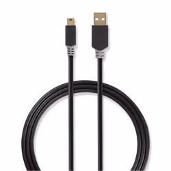 Nedis CCBW60300AT20, 2 m, USB A, Mini-USB B, USB 2.0, 480 Mbit/s, Anthracite