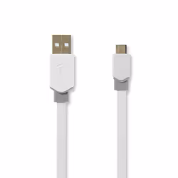 Nedis CCBW60500WT10, 1 m, USB A, Micro-USB B, USB 2.0, 480 Mbit/s, Blanc