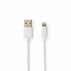 Nedis CCBW39300WT20, 2 m, USB A, Blanc, Droit, Droit, Nickel