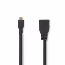 Nedis CVGP34790BK02, 0,2 m, HDMI Type D (Micro), HDMI Type A (Standard), Compatibilité 3D, Noir