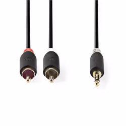 Nedis CABW22200AT05 câble audio 0,5 m 3,5mm 2 x RCA Anthracite