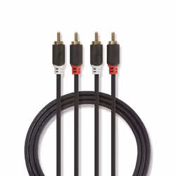 Nedis CABW24200AT30, 2 x RCA, 2 x RCA, Acier plaqué de cuivre (ccs), 3 m, Anthracite